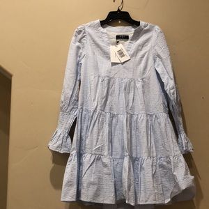 O.P.T One Pretty Time Seersucker Tiered Mini Dress